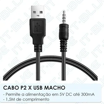Cabo P2 x USB Macho
