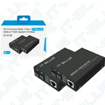 Par Conversor Mídia 1 Fibra Óptica para RJ45 para 100MBPS