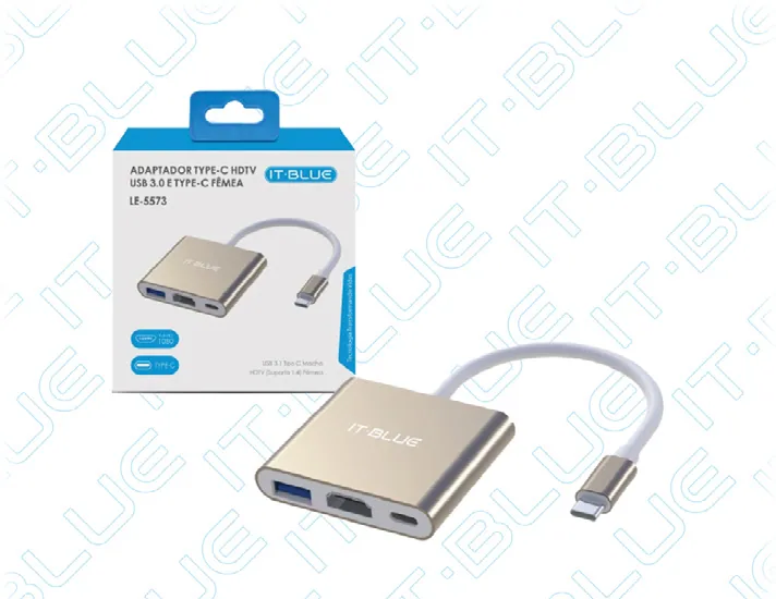 Adaptador Type-C HDTV USB 3.0 e Type-C Fêmea